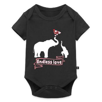 Éléphant Maman Enfants Mignon Maman - Body à manches courtes Premium Bébé - noir - Devant