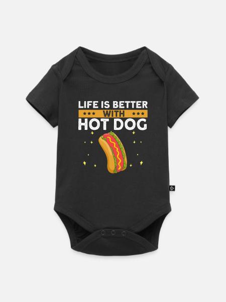 Hot Dog Love Hot Dog Aardappel Ketchup - Premium babyrompertje met korte mouwen  - zwart