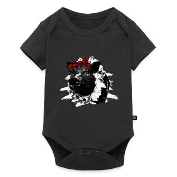 Schwein Tshirt Geschenk Kinder Frauen - Baby Premium Kurzarmbody - Schwarz - Vorne