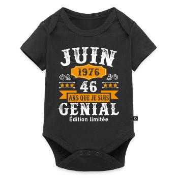 46 Ans Anniversaire Vintage Né(e) en Juin 1976 - Body à manches courtes Premium Bébé - noir - Devant