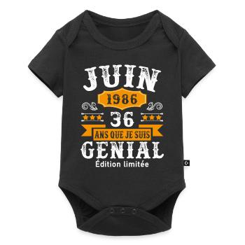 36 Ans Anniversaire Vintage Né(e) en Juin 1986 - Body à manches courtes Premium Bébé - noir - Devant