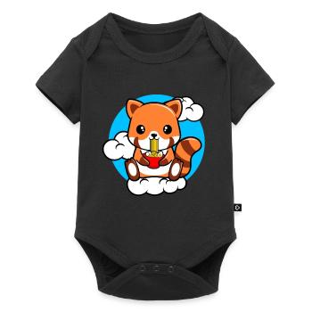 Red Panda Sitting On A Cloud And Eating Ramen - Baby Premium short-sleeve bodysuit - black - Front