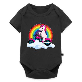Unicorn Riding Motorbike - Baby Premium short-sleeve bodysuit - black - Front
