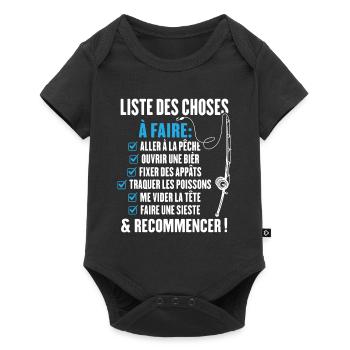 La liste du pêcheur Cadeau humour pour pêcheur - Body à manches courtes Premium Bébé - noir - Devant