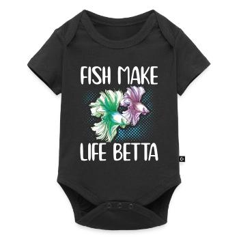 Fish Make Life Betta Siamese Fighting Fish - Baby Premium Kurzarmbody - Schwarz - Vorne