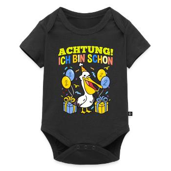 Achtung Ich Bin Schon 2 Geburtstag Pelikan - Baby Premium Kurzarmbody - Schwarz - Vorne
