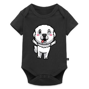 Émoticône de chien de montagne des Pyrénées - Body à manches courtes Premium Bébé - noir - Devant