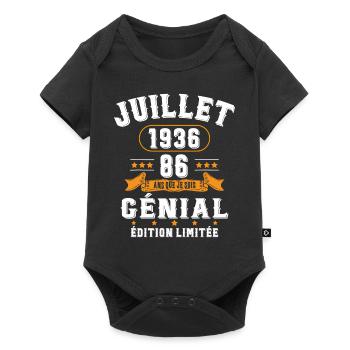 86 Ans Anniversaire Vintage Né(e) en Juillet 1936 - Body à manches courtes Premium Bébé - noir - Devant