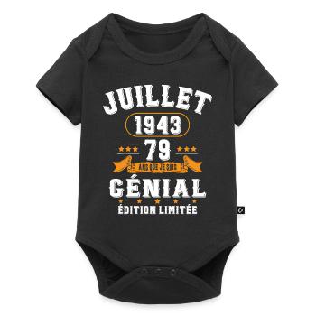 79 Ans Anniversaire Vintage Né(e) en Juillet 1943 - Body à manches courtes Premium Bébé - noir - Devant