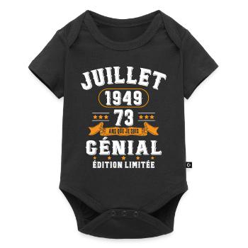 73 Ans Anniversaire Vintage Né(e) en Juillet 1949 - Body à manches courtes Premium Bébé - noir - Devant