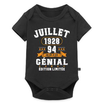 94 Ans Anniversaire Vintage Né(e) en Juillet 1928 - Body à manches courtes Premium Bébé - noir - Devant