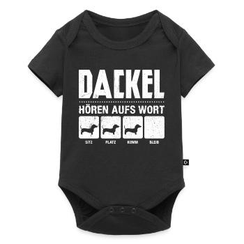DACKEL HÖREN AUFS WORT SITZ PLATZ KOMM BLEIB - Dac - Baby Premium Kurzarmbody - Schwarz - Vorne