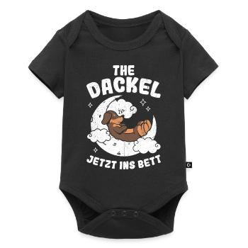 Dachshund Dackel - ICH DACKEL JETZT INS BETT Schla - Baby Premium Kurzarmbody - Schwarz - Vorne