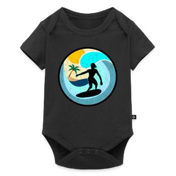 Vintage Retro Surfer Skimboard Surf - Body à manches courtes Premium Bébé - noir - Devant