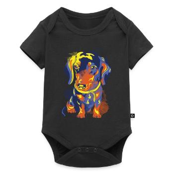 Dachshund Dackel Rauhaardackel Kunst für Hundelieb - Baby Premium Kurzarmbody - Schwarz - Vorne