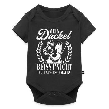 Mein Dackel beisst nicht, er hat Geschmack Dackel - Baby Premium Kurzarmbody - Schwarz - Vorne