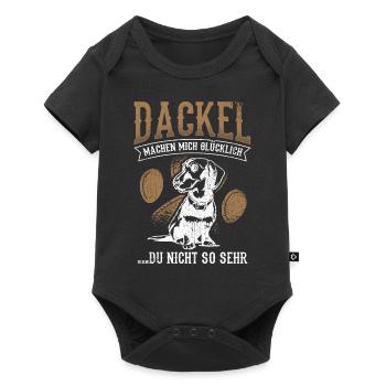 Dackel machen mich Glücklich Dackel Dachshund Spru - Baby Premium Kurzarmbody - Schwarz - Vorne