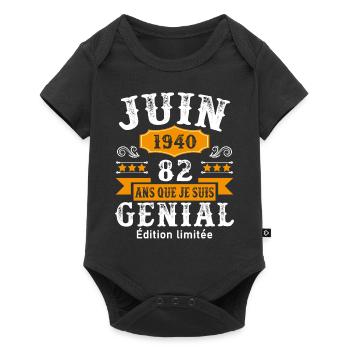 82 Ans Anniversaire Vintage Né(e) en Juin 1940 - Body à manches courtes Premium Bébé - noir - Devant