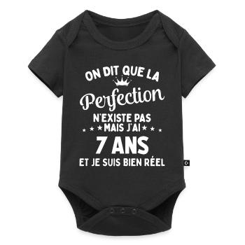 J'ai 7 Ans et je suis bien réel - perfection - Body à manches courtes Premium Bébé - noir - Devant