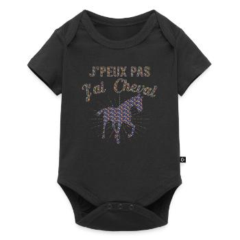 Cheval Équitation Poney Anniversaire Jument Cadeau - Body à manches courtes Premium Bébé - noir - Devant