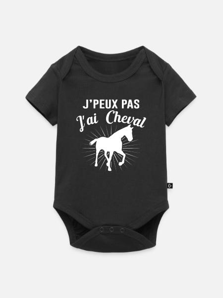 Cheval Équitation Poney Anniversaire Jument Cadeau - Body à manches courtes Premium Bébé - noir
