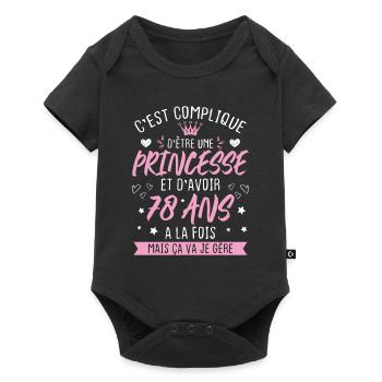 Une princesse et d'avoir 78 ans, Cadeau 78 ans - Body à manches courtes Premium Bébé - noir - Devant