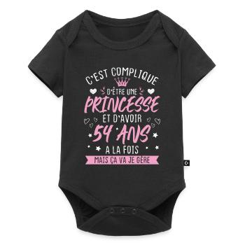 Une princesse et d'avoir 54 ans, Cadeau 54 ans - Body à manches courtes Premium Bébé - noir - Devant