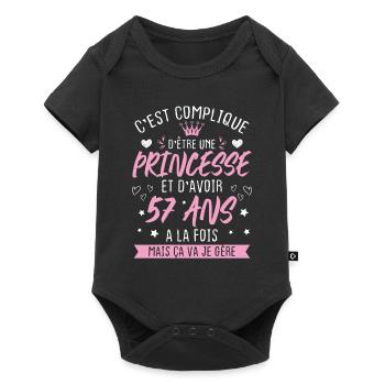 Une princesse et d'avoir 57 ans, Cadeau 57 ans - Body à manches courtes Premium Bébé - noir - Devant