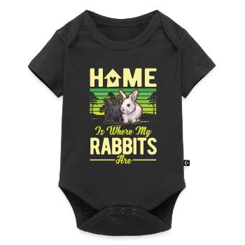 La maison est l’endroit où mes lapins sont lapins - Body à manches courtes Premium Bébé - noir - Devant
