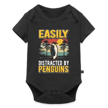 Easily distracted by Penguins Penguin - Baby Premium short-sleeve bodysuit - black - Front