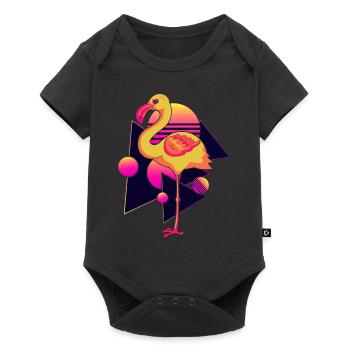 Summer Vaporwave Tropical Animal Gift Flamingo - Baby Premium short-sleeve bodysuit - black - Front