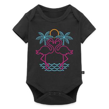 Retro Summer Tropical Bird Gift Pink Flamingo - Baby Premium short-sleeve bodysuit - black - Front