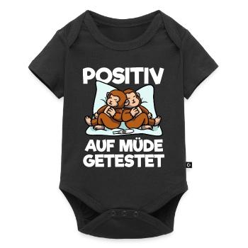Affe Positiv Auf Müde Getestet Affen Schlafshirt - Baby Premium Kurzarmbody - Schwarz - Vorne