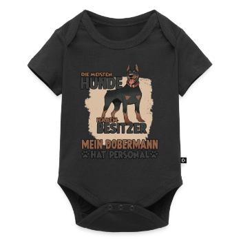 Dobermann Gassi Witziges Hundehalter Dobermann - Baby Premium Kurzarmbody - Schwarz - Vorne