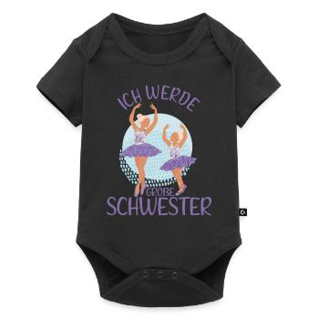 Ich werde Große Schwester Ballerina Mädchen - Baby Premium Kurzarmbody - Schwarz - Vorne