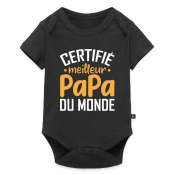 Certifié Meilleur Papa Du Monde - Body à manches courtes Premium Bébé - noir - Devant