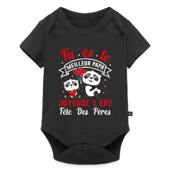 Papa Idée Cadeau Anniversaire Humour Noël Amour - Body à manches courtes Premium Bébé - noir - Devant