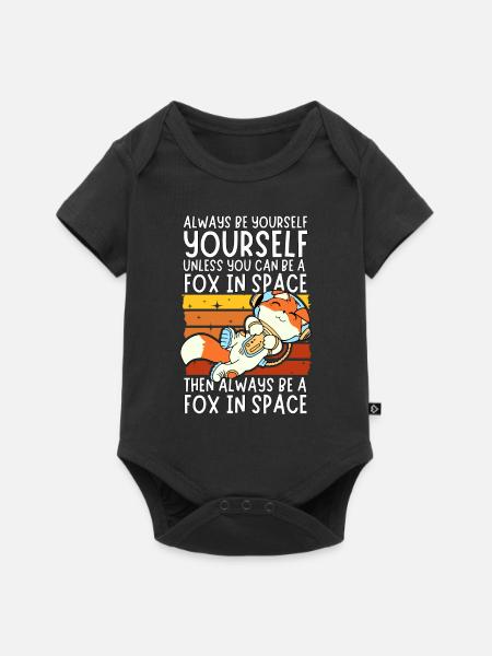 Always Be yourself - Fuchs Astronaut im Weltall - Baby Premium Kurzarmbody - Schwarz