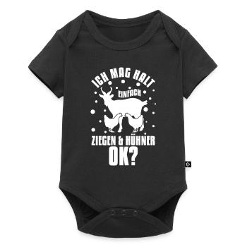 Geschenk - Ich mag halt einfach Ziegen & Hühner Ok - Baby Premium Kurzarmbody - Schwarz - Vorne