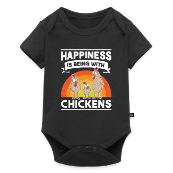 Le bonheur, c’est d’être avec Chickens Hühner - Body à manches courtes Premium Bébé - noir - Devant