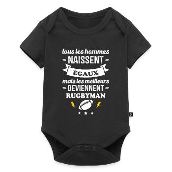 Les meilleurs hommes deviennent rugbymans - Body à manches courtes Premium Bébé - noir - Devant
