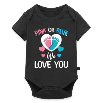 Pink oder Blau We Love You Baby Shower - Baby Premium Kurzarmbody - Schwarz - Vorne