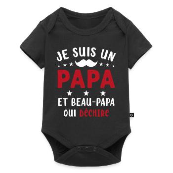 je suis un Papa et un Beau-Papa qui déchire - Body à manches courtes Premium Bébé - noir - Devant