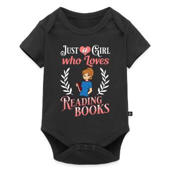 Buch Mädchen Lesen Frauen Bücherwurm Bibliothekar - Baby Premium Kurzarmbody - Schwarz - Vorne