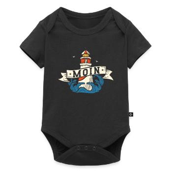 Moin ihr Spacken - Digga Spruch Meer Norddeutsch - Baby Premium Kurzarmbody - Schwarz - Vorne