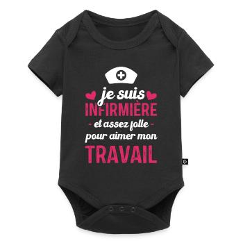 Je suis infirmière, et aimer mon travail - Body à manches courtes Premium Bébé - noir - Devant