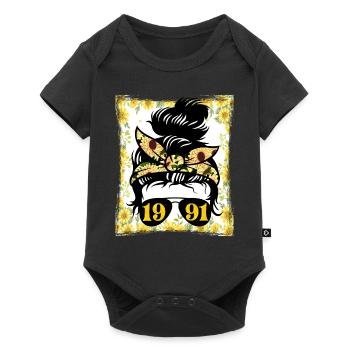 Sonnenblume Mama Geboren 1991 Geburtstag - Baby Premium Kurzarmbody - Schwarz - Vorne