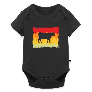 Cow Beef Retro - Baby Premium short-sleeve bodysuit - black - Front