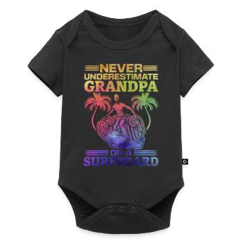 Never underestimate Grandpa on a surfboard - Baby Premium short-sleeve bodysuit - black - Front