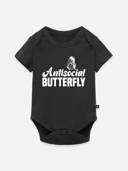 Antisocial Butterfly Introvert Design - Baby Premium Kurzarmbody - Schwarz